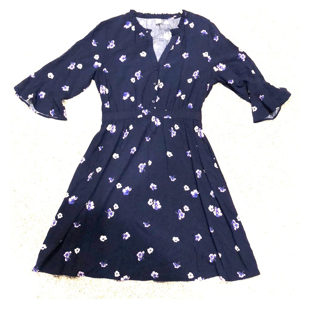 Knee-length navy blue floral Old Navy dress